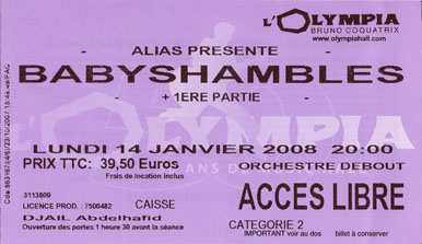Scan place de concert : Babyshambles � l'Olympia (Paris 9e)